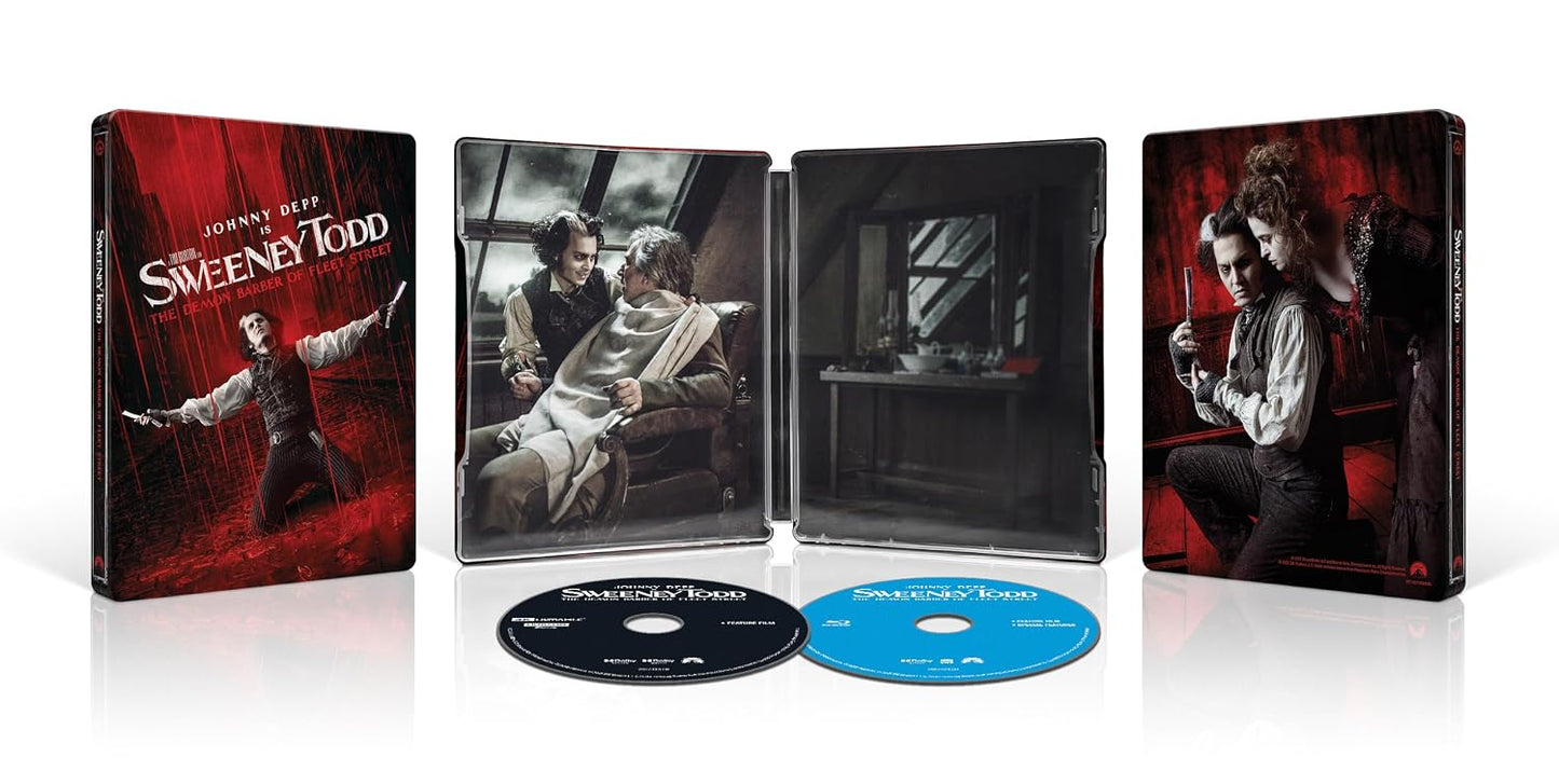 PRE-ORDER Sweeney Todd: The Demon Barber of Fleet Street (2007) Limited Edition Steelbook - 4K UHD + Blu-ray + Digital Code