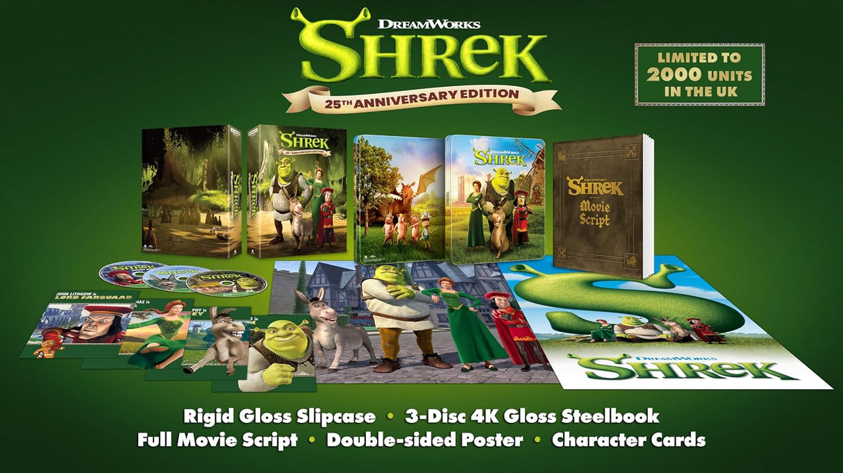 PRE-ORDER Shrek (2001) UK 25th Anniversary Collector's Edition Steelbook - 4K UHD + Blu-ray