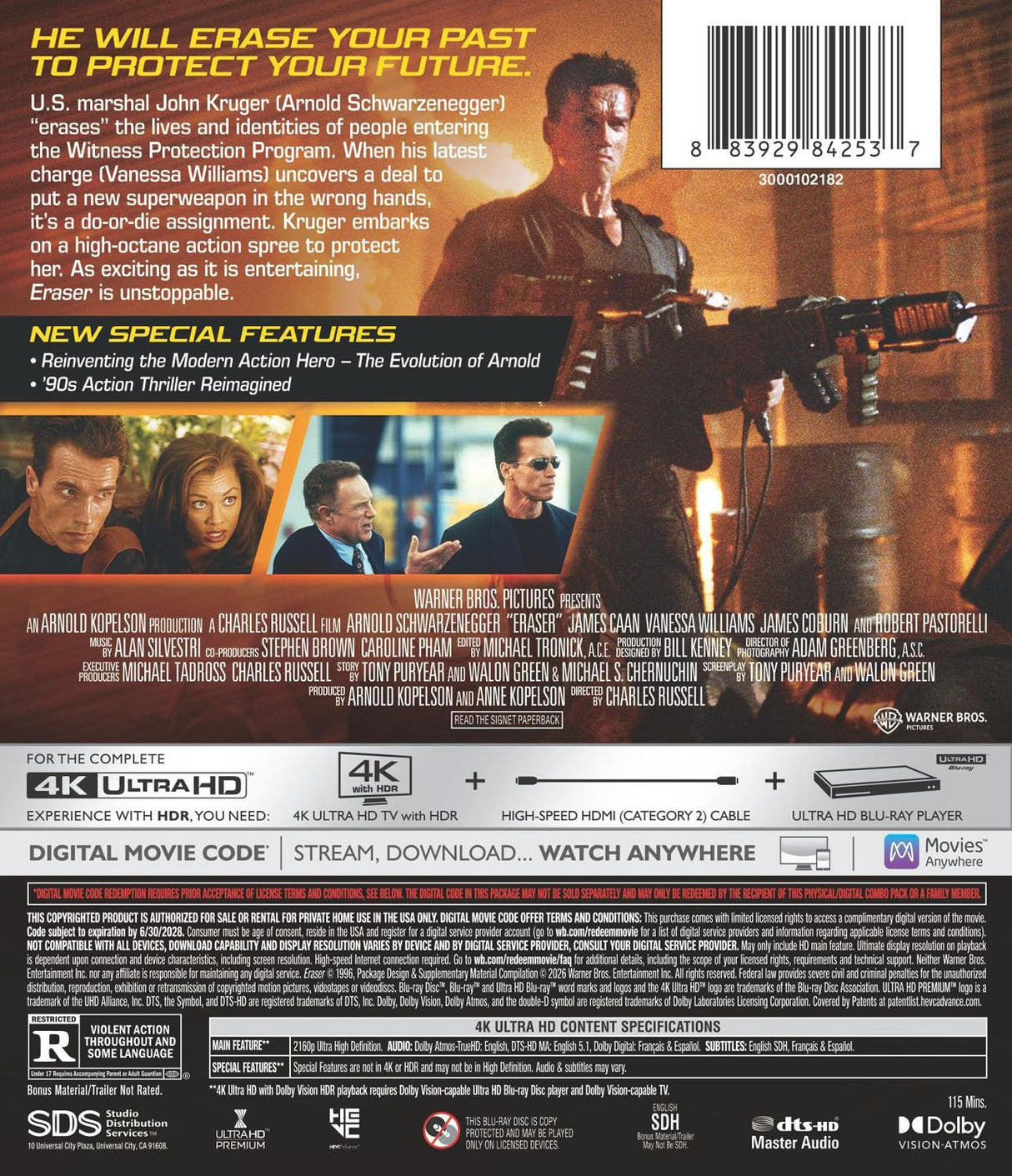 PRE-ORDER Eraser (1996) 4K UHD + Digital Code