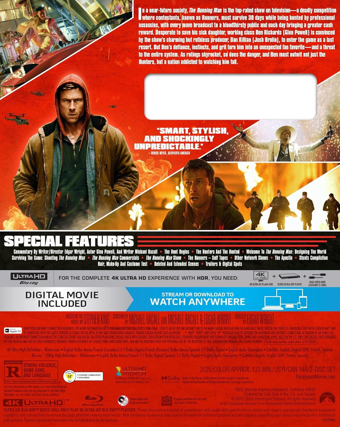 PRE-ORDER The Running Man (2025) Paramount - 4K UHD / Blu-ray / Digital Code
