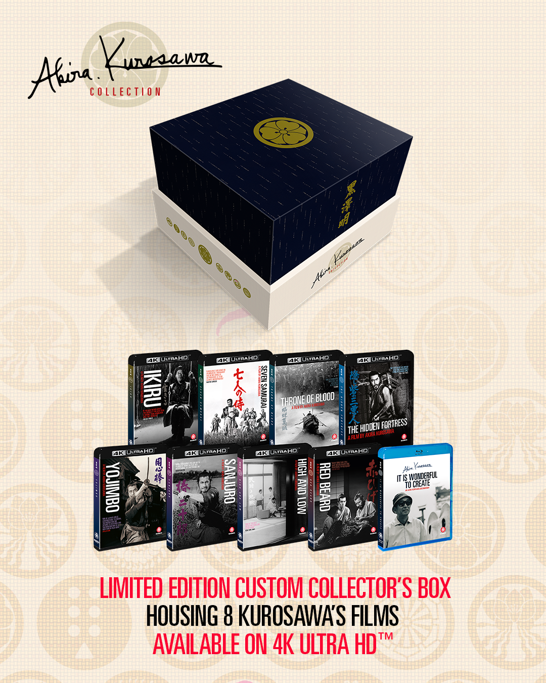 PRE-ORDER Akira Kurosawa Collection (9-Disc) Madman - 4K UHD / Blu-ray Region Free