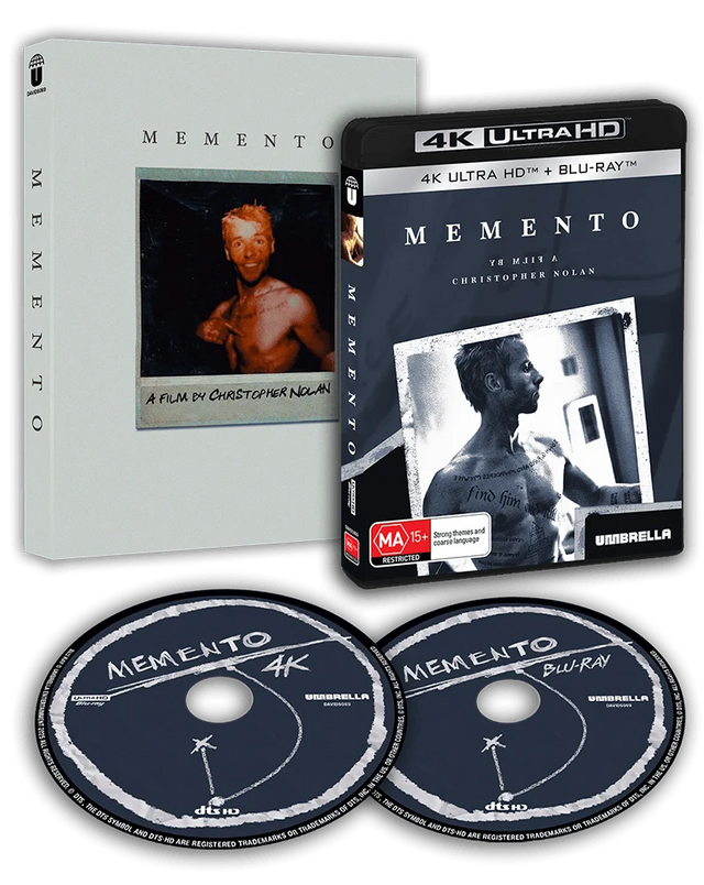 PRE-ORDER Momento (2000) *NOTE* w/ Slipcase Umbrella - 4K UHD / Blu-ray Region Free
