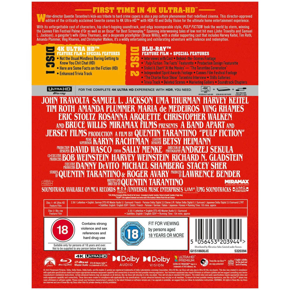 Pulp Fiction (1994) UK Limited Edition Steelbook - 4K UHD / Blu-ray Region Free