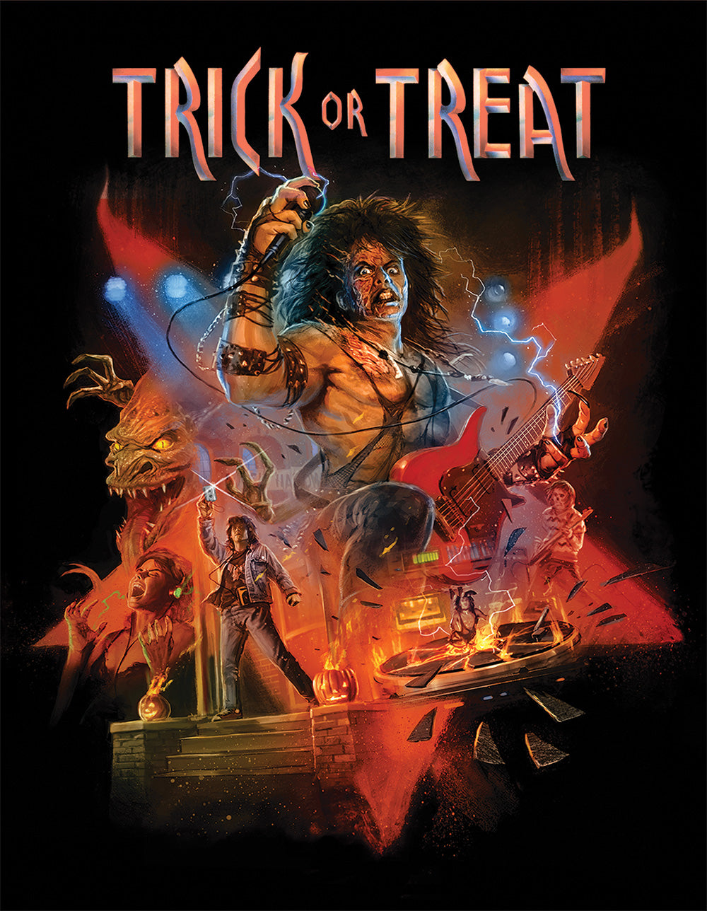Trick or Treat (1986) 3-Disc Limited Edition Synapse Cover B - 4k / Blu-ray / CD Soundtrack