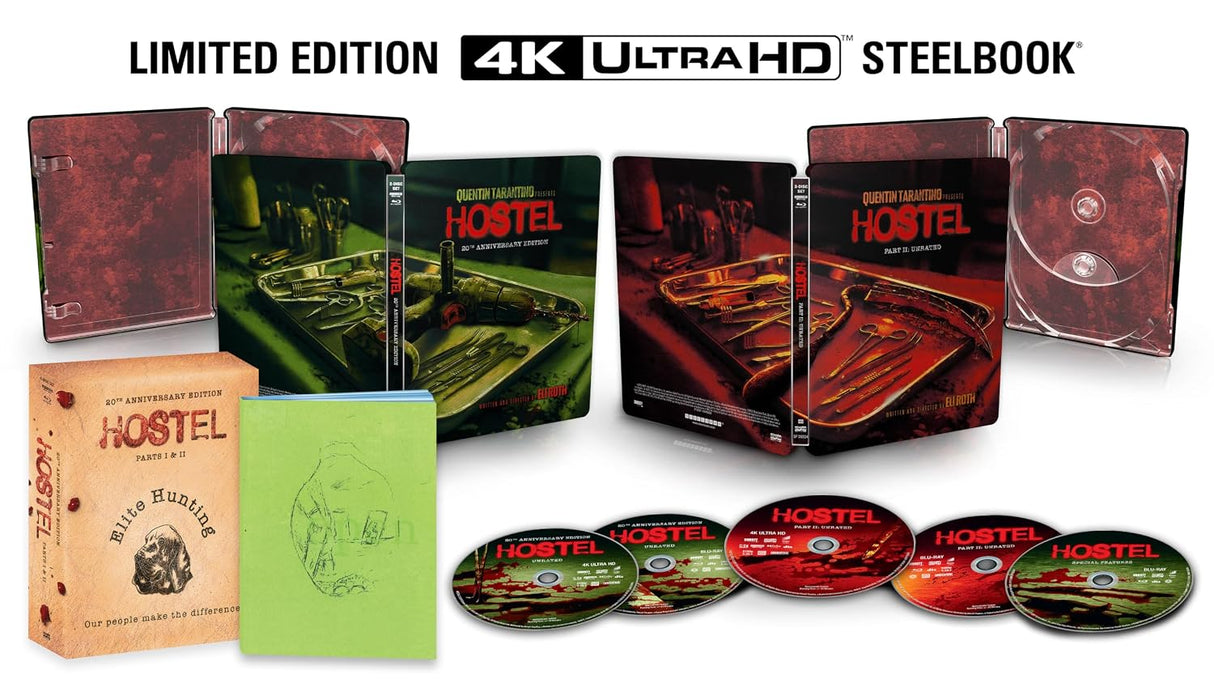 PRE-ORDER Hostel I & II (Limited Edition) Steelbook Collection Box Set Scream Factory - 4K UHD / Blu-ray