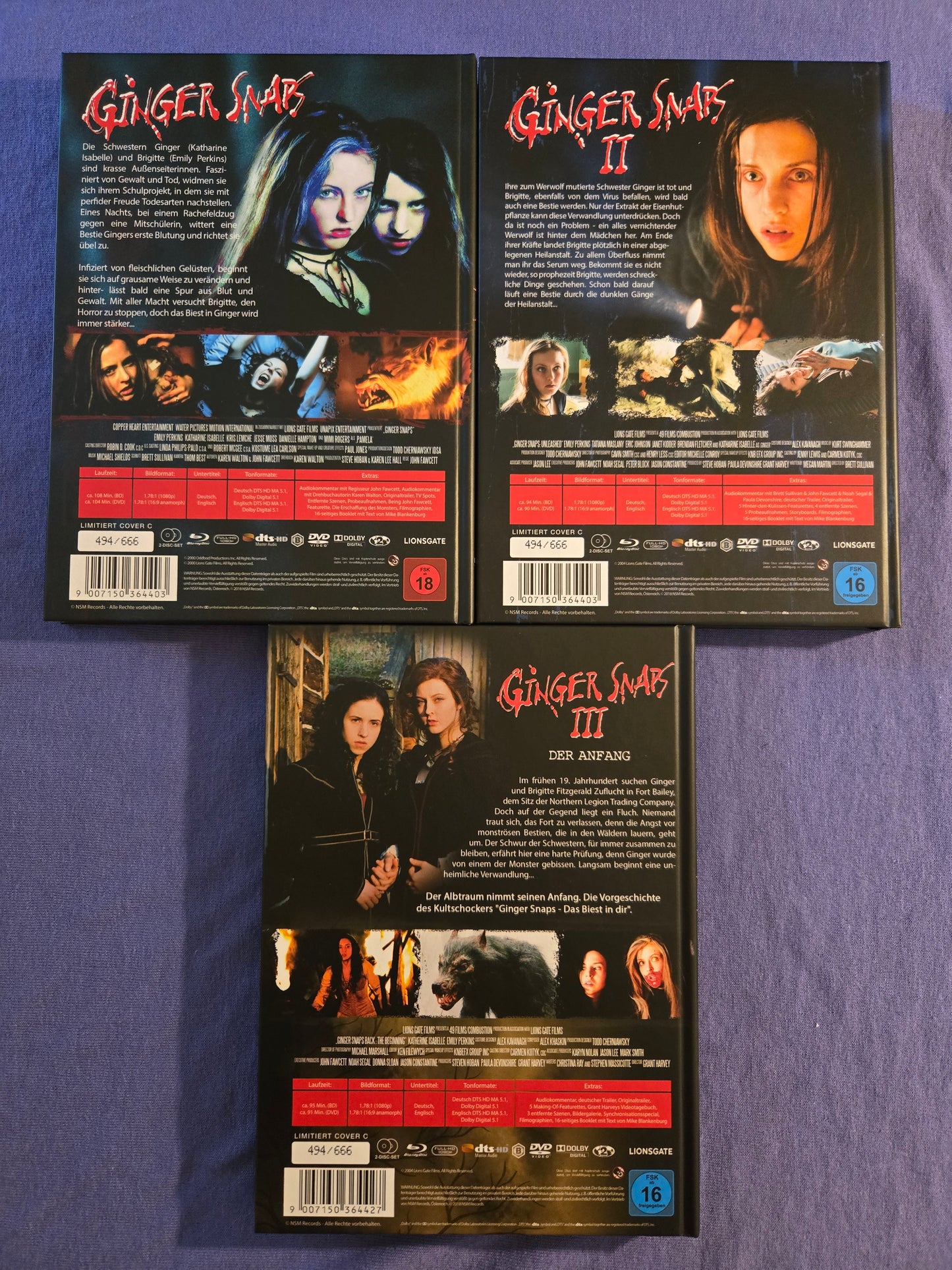 Ginger Snaps Trilogy (USED) LE 666 Leatherbook 3 Mediabook Set - Blu-ray Region B