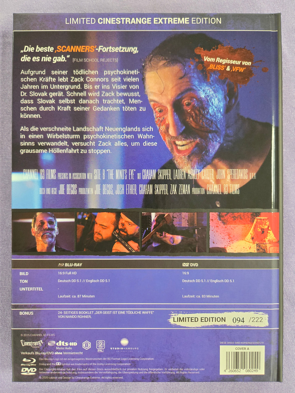 The Mind's Eye (2015) USED LE 222 Mediabook - Blu-ray Region B