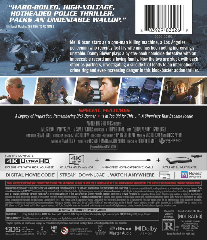 Lethal Weapon (1987) w/ Slipcover US Standard Edition - 4K UHD