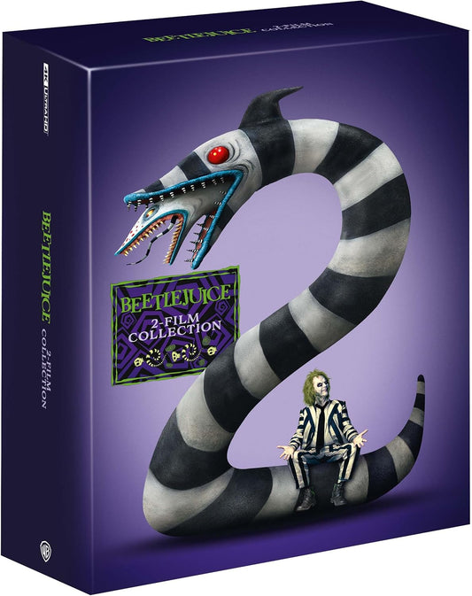 Beetlejuice / Beetlejuice Beetlejuice (2 Films) UK Limited Collectors Edition Steelbook Box Set - 4K UHD / Blu-ray Region Free + Light-up Sign