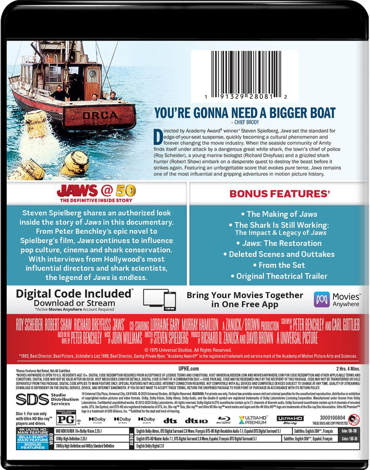 Jaws (1975) 50th Anniversary US Standard Edition - 4K UHD