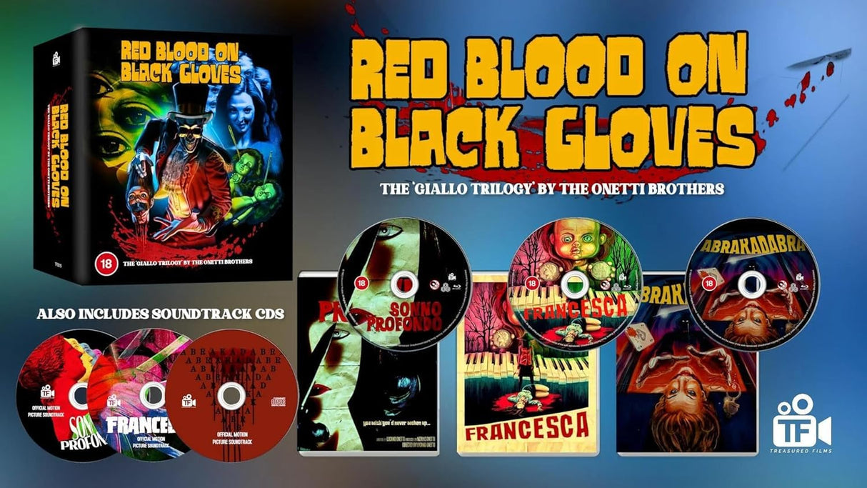 PRE-ORDER Red Blood on Black Gloves: The Giallo Trilogy by The Onetti Brothers - Limited Edition Box Set - Blu-ray