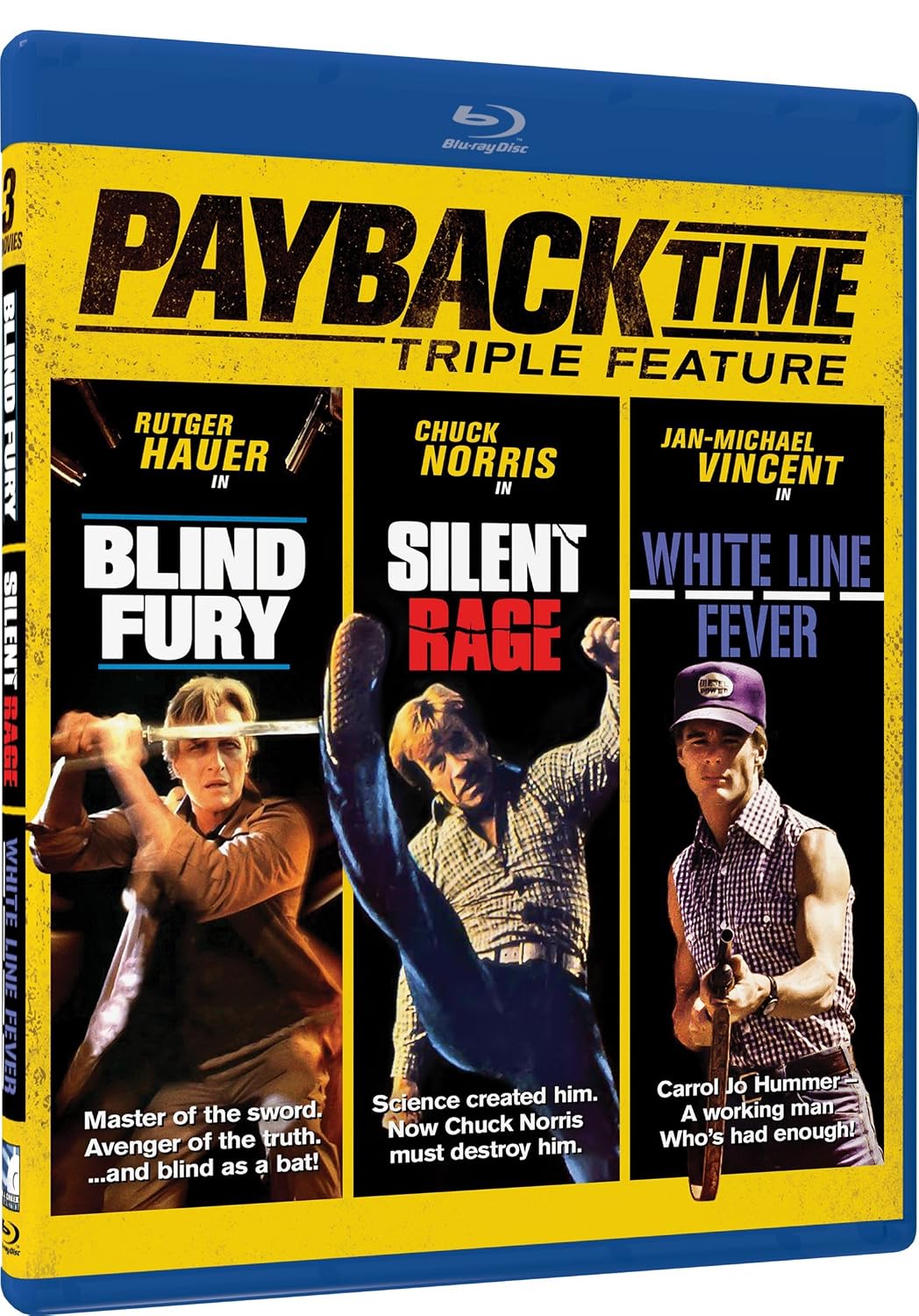 Payback Time: Triple Feature (Blind Fury / Silent Rage / White Line Fever) Mill Creek - Blu-ray