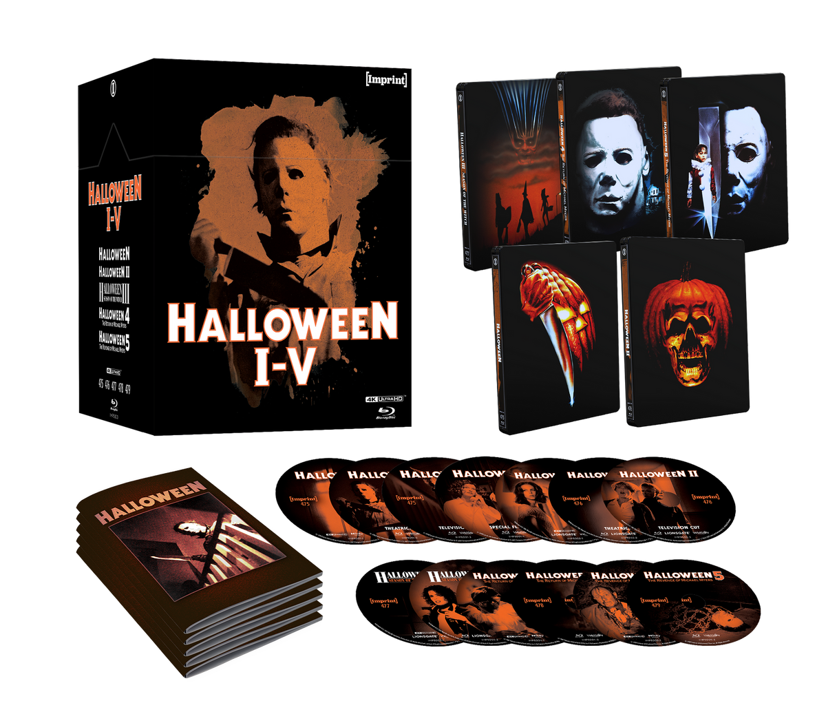 PRE-ORDER Halloween I - V (NOTES) Limited Edition Steelbook Collection in Lid Hardbox - 4K UHD / Blu-ray