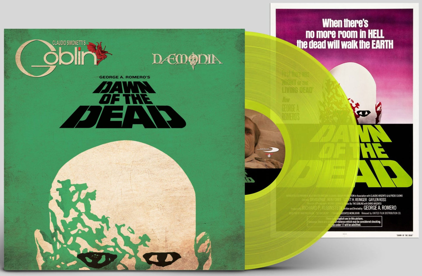 Dawn of the Dead (1978) 40th Anniversary Lime Green Vinyl Soundtrack + Poster