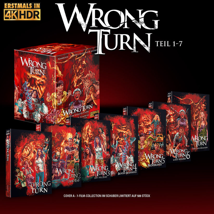 Wrong Turn 1 - 7 (LE 500) *DAMAGE* 7 Mediabook Set w/ Slipcase - 4K UHD / Blu-ray Region B