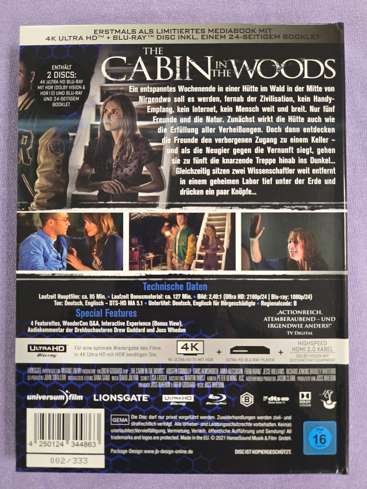 Cabin in the Woods (2011) USED LE 333 Mediabook - 4K UHD / Blu-ray Region B