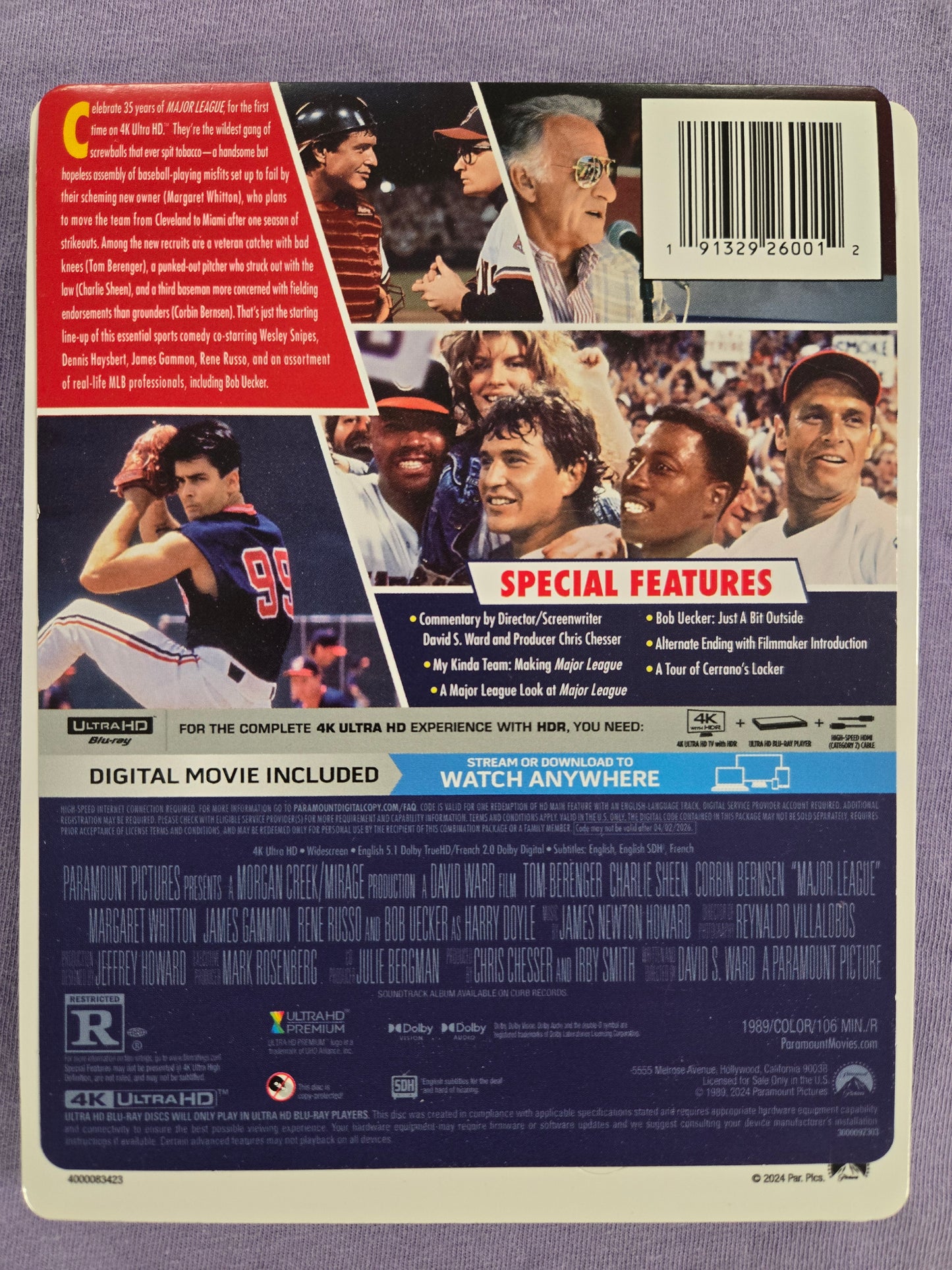 Major League (1989) USED Limited Edition Steelbook - 4K UHD