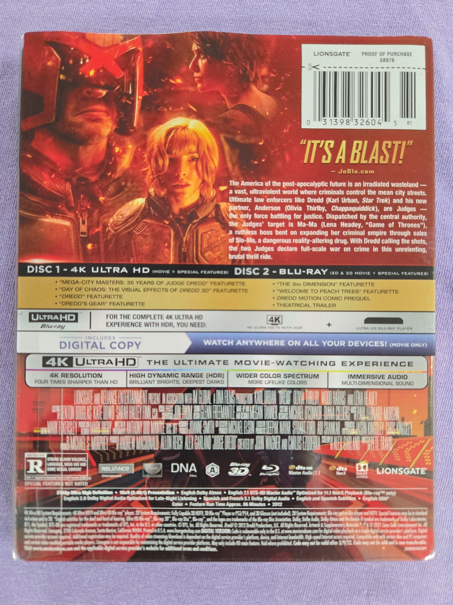 Dredd (2012) USED Steelbook w/ Slip - 4K UHD / Blu-ray